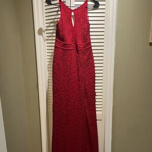 Night Way Collections Red Backless Lace Dress